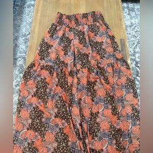 eesome Floral wide leg pant - Orange and Brown